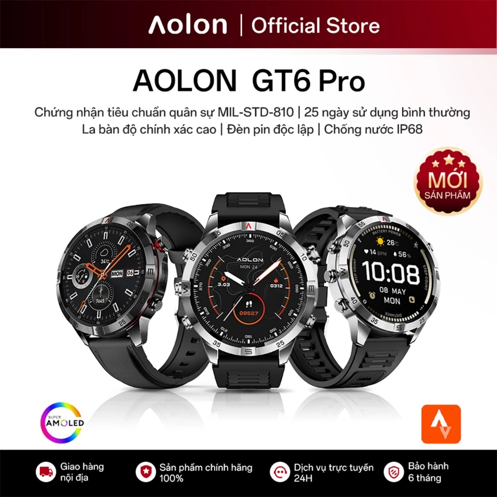 Aolon GT6 Pro – Đồng hồ thông minh AMOLED 1.51 inch