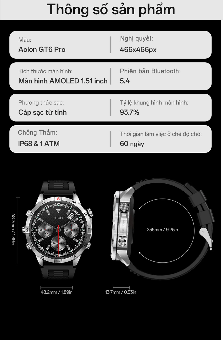 Thông số kỹ thuật và kích thước Aolon GT6 Pro