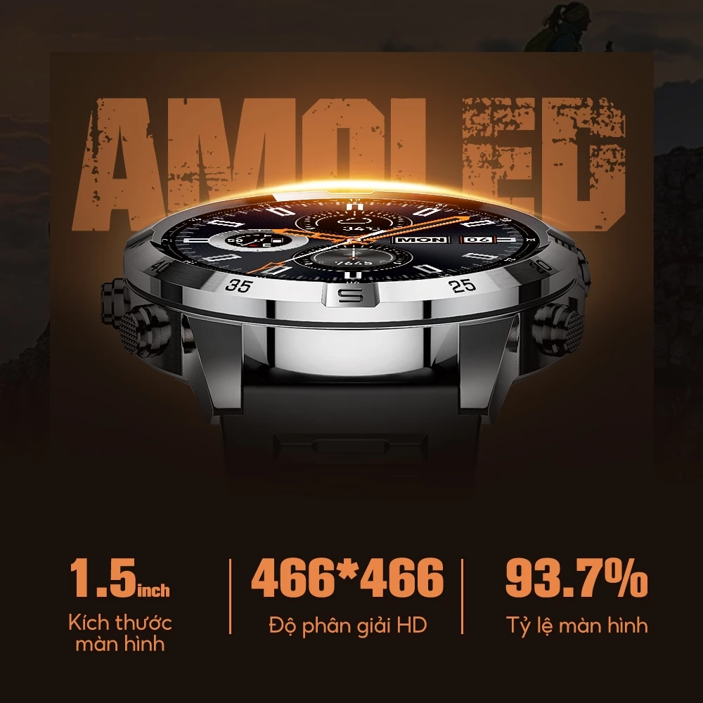 Màn hình AMOLED 1.51 inch 466x466 của Aolon GT6 Pro